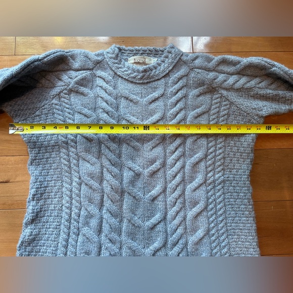 Aran Sweater Market 100% Merino Wool Sweater Women’s Size XXL Gray Hand Knit - Picture 8 of 8